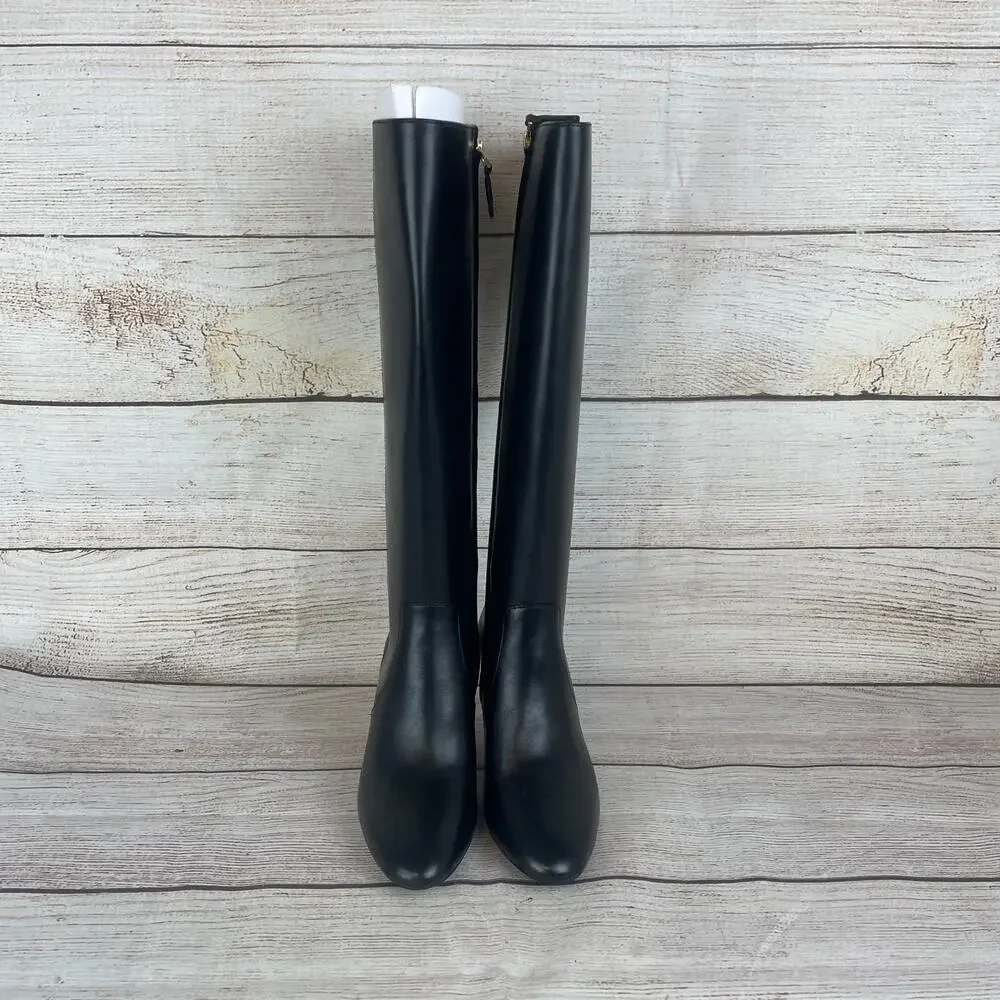Lauren Ralph Lauren Caelynn II Womens Sz 6 Tall Knee High Boots Black Leather